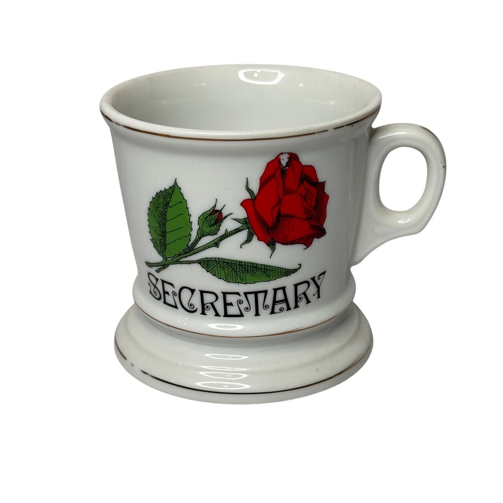 Vintage Secretary Mug Red Rose Poem Staff Appreciation Knobler Japan Shaving Mug